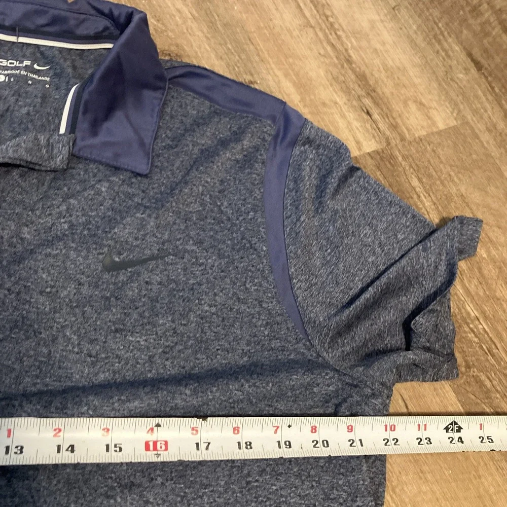 Nike Golf Sport Dri-FIT Polo Shirt‎ Mens Large Blue Heathered Short Sleeve